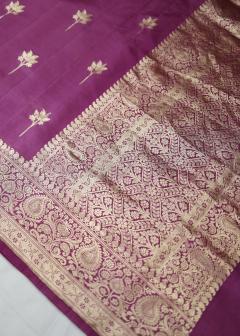 Pure Banarasi Onion Pink Puna Silk Saree