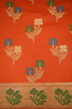 Supernet Rust Orange Banarasi Saree