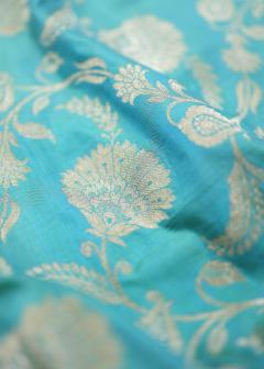 Pure Banarasi Sea Green Katan Upada Saree