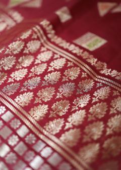 Pure Banarasi Dupion Silk Saree with Silver and Copper