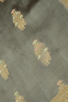 Pure Banarasi Dupian Grey Silk Saree