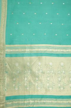 Pure Banarasi Kora Handloom Sea Green Saree