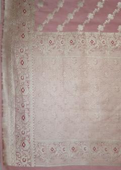 Pure Banarasi Chynia Silk Pink Saree