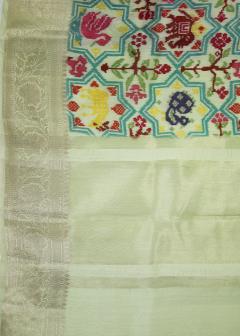 Pure Banarasi Chynia Silk Patan Patola Pista Green Saree