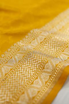 Pure Banarasi Sunshine Yellow Katan Silk Saree