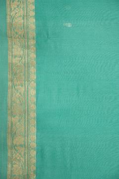 Pure Banarasi Kora Handloom Sea Green Saree