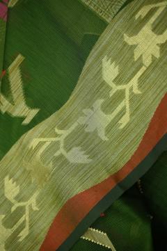 Supernet Mehendi Green Banarasi Saree