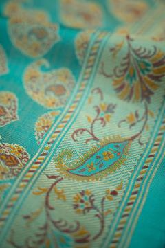 Pure Katan Tanchui Sea Green Banarasi Saree