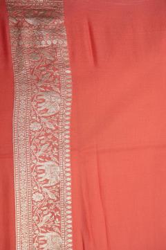 Pure Banarasi Georgette Khaddi Shikargarh Strawberry Red Saree