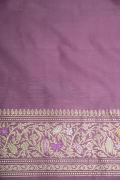 Pure Banarasi Katan Meenedar Kadhwa Lilac Saree