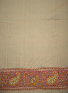 Pure Katan Tanchui Tussar Cream Banarasi Saree