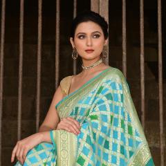 Pure Banarasi Khaddi Georgette Brush Dye Saree