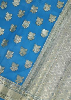 Pure Banarasi German Blue Kora Saree